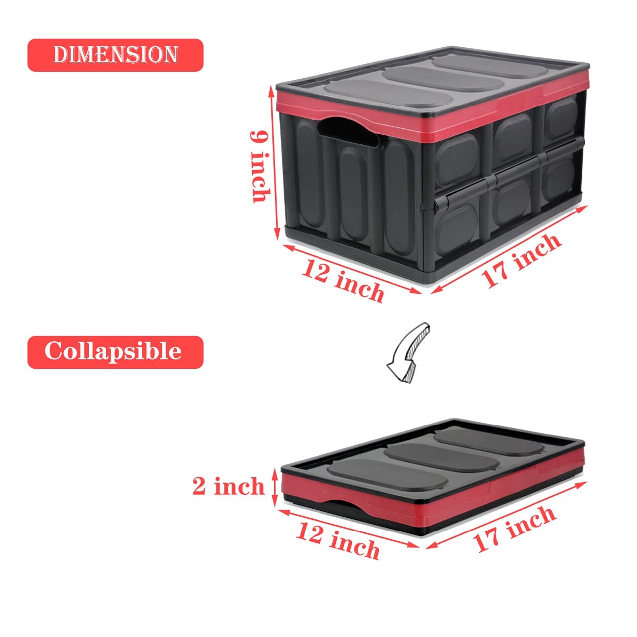 30 Liter Collapsible Storage Bin with Lid, Durable Plastic Folding Storage Crate, Stackable Storage Box Organizer Container for Keepsake Toy Photos Office Nursery Wardrobe Bookshelf etc.
